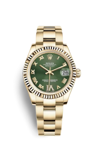 Rolex - 178278-0131 Datejust 31 Yellow Gold Fluted / Oyster / Olive  Roman