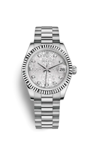 Rolex - 178279-0006 Datejust 31 White Gold Fluted / President / Silver Computer