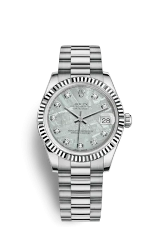 Rolex - 178279-0008 Datejust 31 White Gold Fluted / President / Meteorite