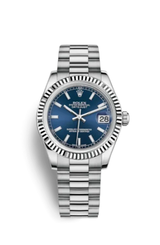 Rolex - 178279-0041 Datejust 31 White Gold Fluted / President / Blue