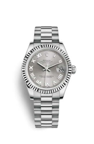 Rolex - 178279-0047 Datejust 31 White Gold Fluted / President / Rhodium Roman