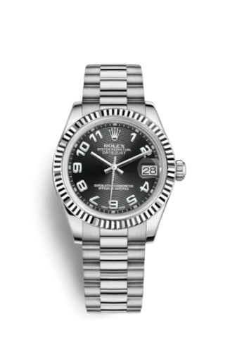 Rolex - 178279-0054 Datejust 31 White Gold Fluted / President / Black Arabic