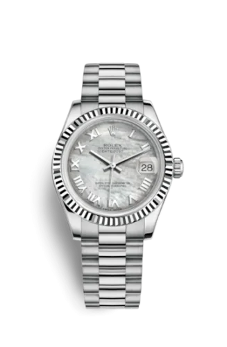 Rolex - 178279-0064 Datejust 31 White Gold Fluted / President / MOP Roman