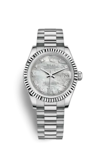 Rolex - 178279-0073 Datejust 31 White Gold Fluted / President / MOP Roman
