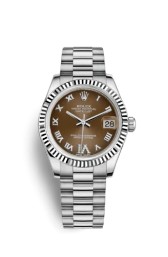 Rolex - 178279-0074 Datejust 31 White Gold Fluted / President / Bronze Roman