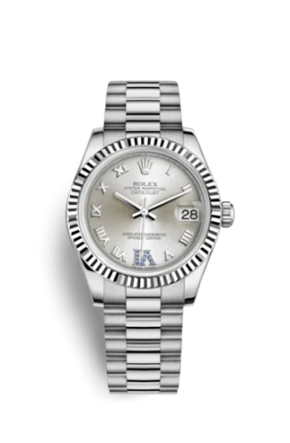 Rolex - 178279-0081 Datejust 31 White Gold Fluted / President / Silver Roman