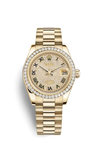 Rolex - 178288-0032 Datejust 31 Yellow Gold Diamond / President / Paved Roman