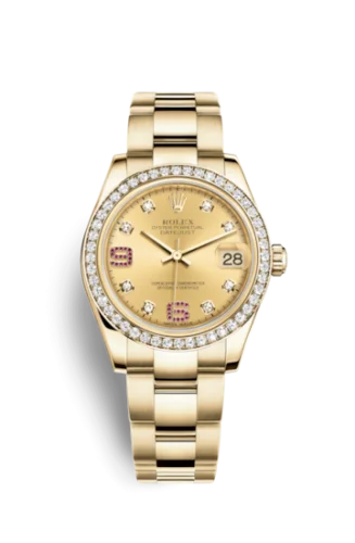 Rolex - 178288-0062 Datejust 31 Yellow Gold Diamond / Oyster / Champagne Diamonds Rubies