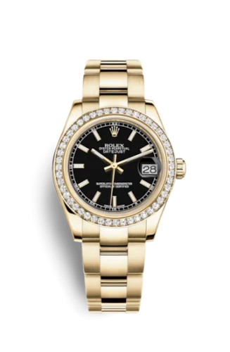 Rolex - 178288-0075 Datejust 31 Yellow Gold Diamond / Oyster / Black