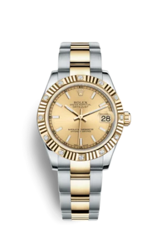 Rolex - 178313-0017 Datejust 31 Rolesor Yellow Fluted Diamond / Oyster / Champagne