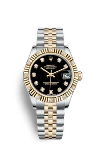 Rolex - 178313-0021 Datejust 31 Rolesor Yellow Fluted Diamond / Jubilee / Black Diamond