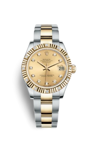 Rolex - 178313-0041 Datejust 31 Rolesor Fluted Diamond / Oyster / Champagne Diamond