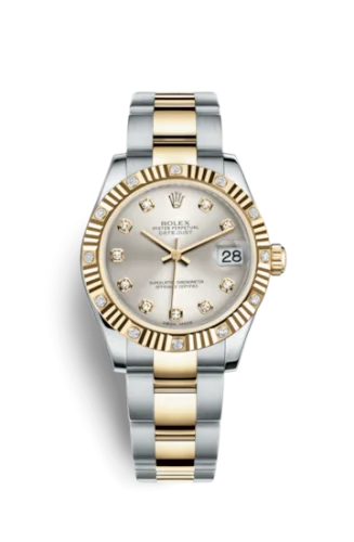 Rolex - 178313-0051 Datejust 31 Rolesor Yellow Fluted Diamond / Oyster / Silver Diamond