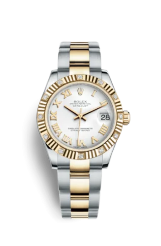 Rolex - 178313-0061 Datejust 31 Rolesor Yellow Fluted Diamond / Oyster/ White Roman