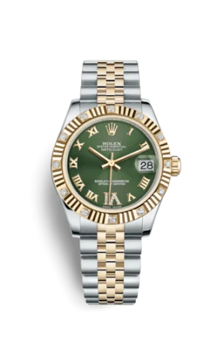 Rolex - 178313-0075 Datejust 31 Rolesor Fluted Diamond / Jubilee / Olive Roman