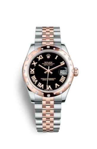 Rolex - 178341-0032 Datejust 31 Rolesor Everose Domed Diamond / Jubilee / Black Roman