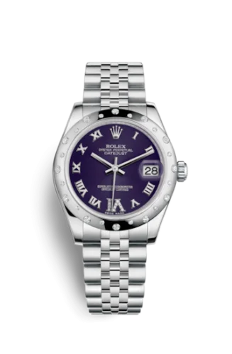 Rolex - 178344-0002 Datejust 31 Stainless Steel Domed Diamond / Jubilee / Purple - Roman