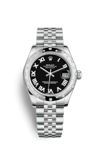 Rolex - 178344-0034 Datejust 31 Stainless Steel Domed Diamond / Jubilee / Black - Roman