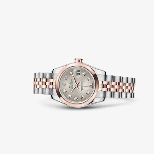 Rolex - 179161-0037 Lady-Datejust 26 Rolesor Everose Jubilee Silver Diamond