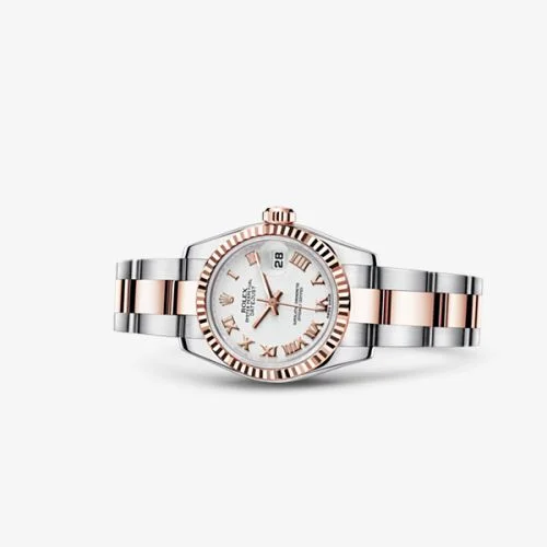 Rolex - 179171-0073 Lady-Datejust 26 Rolesor Everose Fluted White Oyster