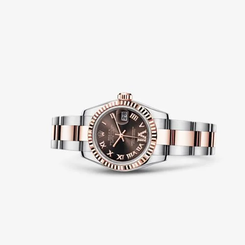 Rolex - 179171-0076 Lady-Datejust 26 Rolesor Everose Fluted Chocolate Oyster