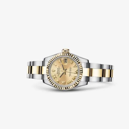 Rolex - 179173-0186 Lady-Datejust 26 Rolesor Fluted Champagne Oyster