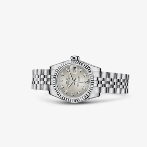 Rolex - 179174-0031 Lady-Datejust 26 Fluted Silver Diamonds Jubilee