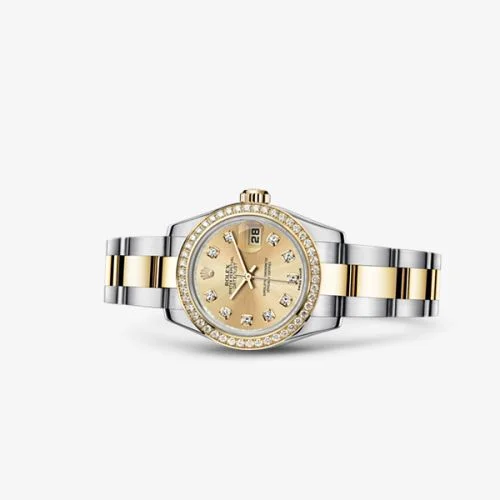 Rolex - 179383-0001 Lady-Datejust 26 Rolesor Diamond Champagne Diamond Oyster