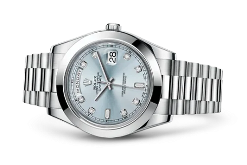 Rolex - 218206-0009 Day-Date II Platinum Silver Diamonds