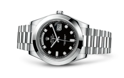 Rolex - 218206-0020 Day-Date II Platinum Black Diamonds
