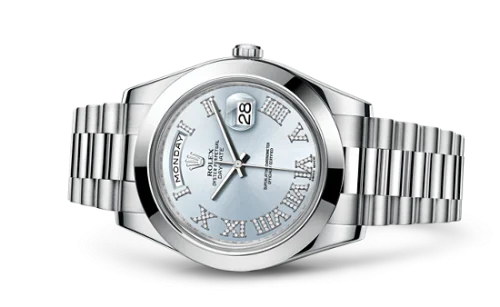 Rolex - 218206-0052 Day-Date II Platinum Diamond Romans