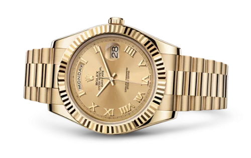 Rolex - 218238-0038 Day-Date II Yellow Gold Fluted Champagne Roman