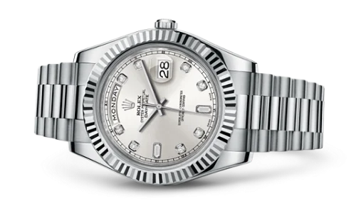 Rolex - 218239-0006 Day-Date II White Gold Silver Diamonds