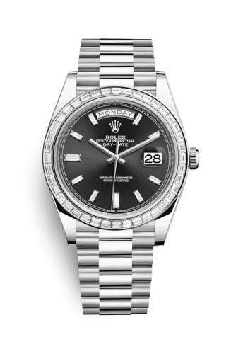 Rolex - 228396TBR-0012 Day-Date 40 Platinum - Baguette / Black Baguette