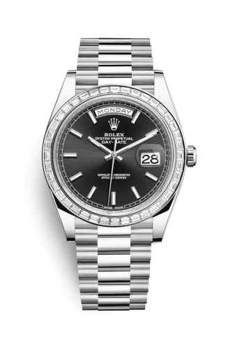 Rolex - 228396TBR-0024 Day-Date 40 Platinum - Baguette / Black