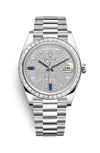 Rolex - 228396TBR-0021 Day-Date 40 Platinum - Baguette / Paved - Baguette