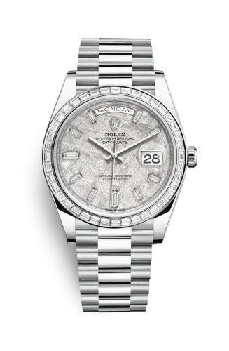 Rolex - 228396TBR-0027 Day-Date 40 Platinum - Baguette / Meteorite - Baguette