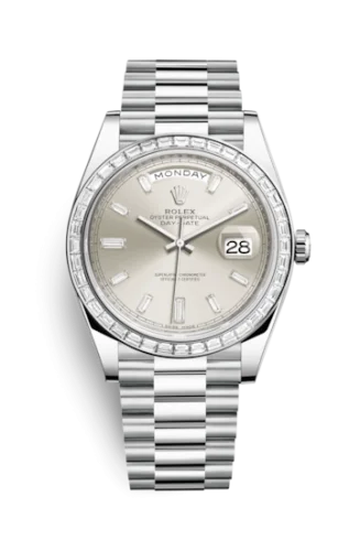 Rolex - 228396TBR-0011 Day-Date 40 Platinum - Baguette / Silver - Baguette
