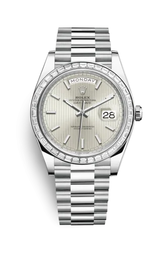 Rolex - 228396tbr-0022 Day-Date 40 Platinum - Baguette / Silver Tuxedo