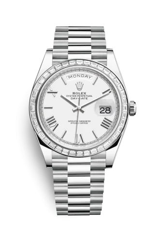 Rolex - 228396TBR-0018 Day-Date 40 Platinum -  Baguette / White Roman