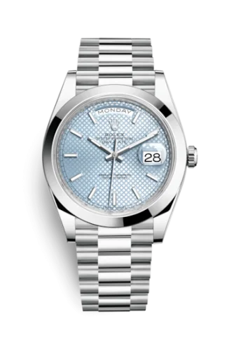 Rolex - 228206-0004 Day-Date 40 Platinum / Ice Blue Diagonal Motif