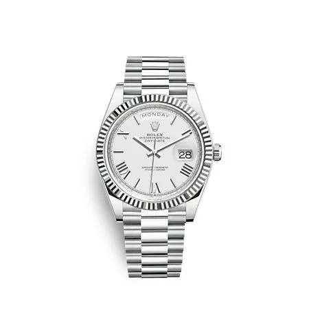 Rolex - 228236-0010 Day-Date 40 Platinum - Fluted / White - Roman