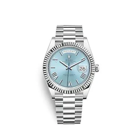 Rolex - 228236-0012 Day-Date 40 Platinum - Fluted / Ice Blue - Roman