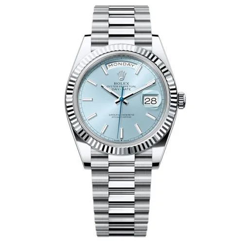 Rolex - 228236-0018 Day-Date 40 Platinum - Fluted / Ice Blue