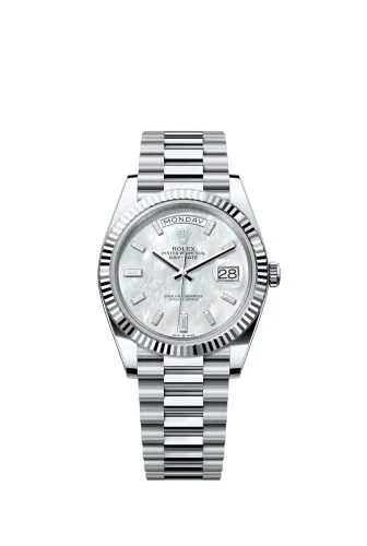 Rolex - 228236-0026 Day-Date 40 Platinum - Fluted / MOP - Baguette