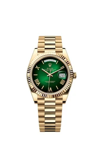 Rolex - 228238-0069 Day-Date 40 Yellow Gold - Fluted / Green - Ombré