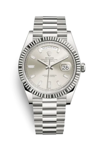 Rolex - 228239-0003 Day-Date 40 White Gold / Silver - Baguette