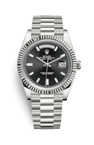 Rolex - 228239-0005 Day-Date 40 White Gold / Black - Baguette