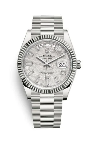 Rolex - 228239-0055 Day-Date 40 White Gold / Meteorite - Baquette