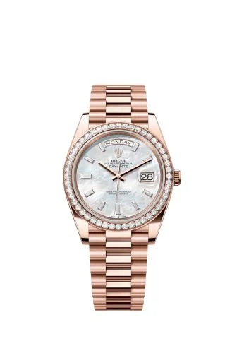 Rolex - 228345RBR-0026 Day-Date 40 Everose - Diamond / MOP - Baguette
